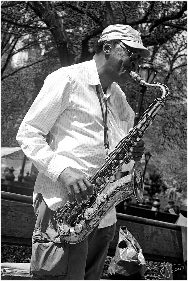 Saxophone player in Central Park