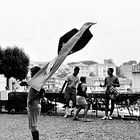 Sbandieratori del palio di Siena durante le prove ,Siena Agosto 1990