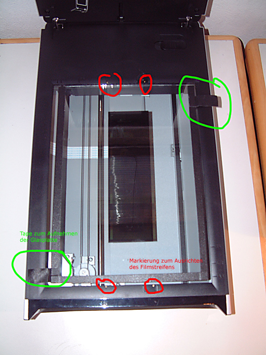 Scanner mit Glasscheibe