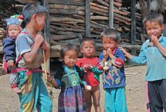 Scene of Hmong kids in the village