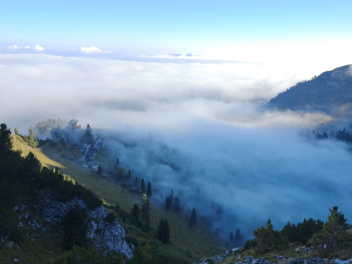 Schachenhaus im Nebel 2019