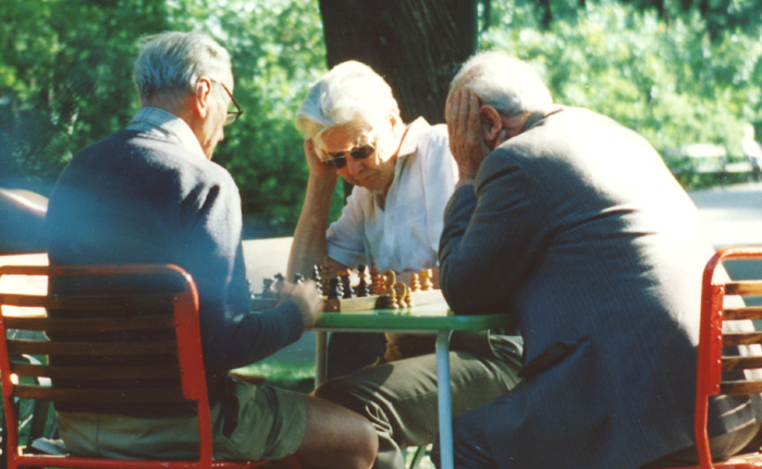 Schachspieler im Park