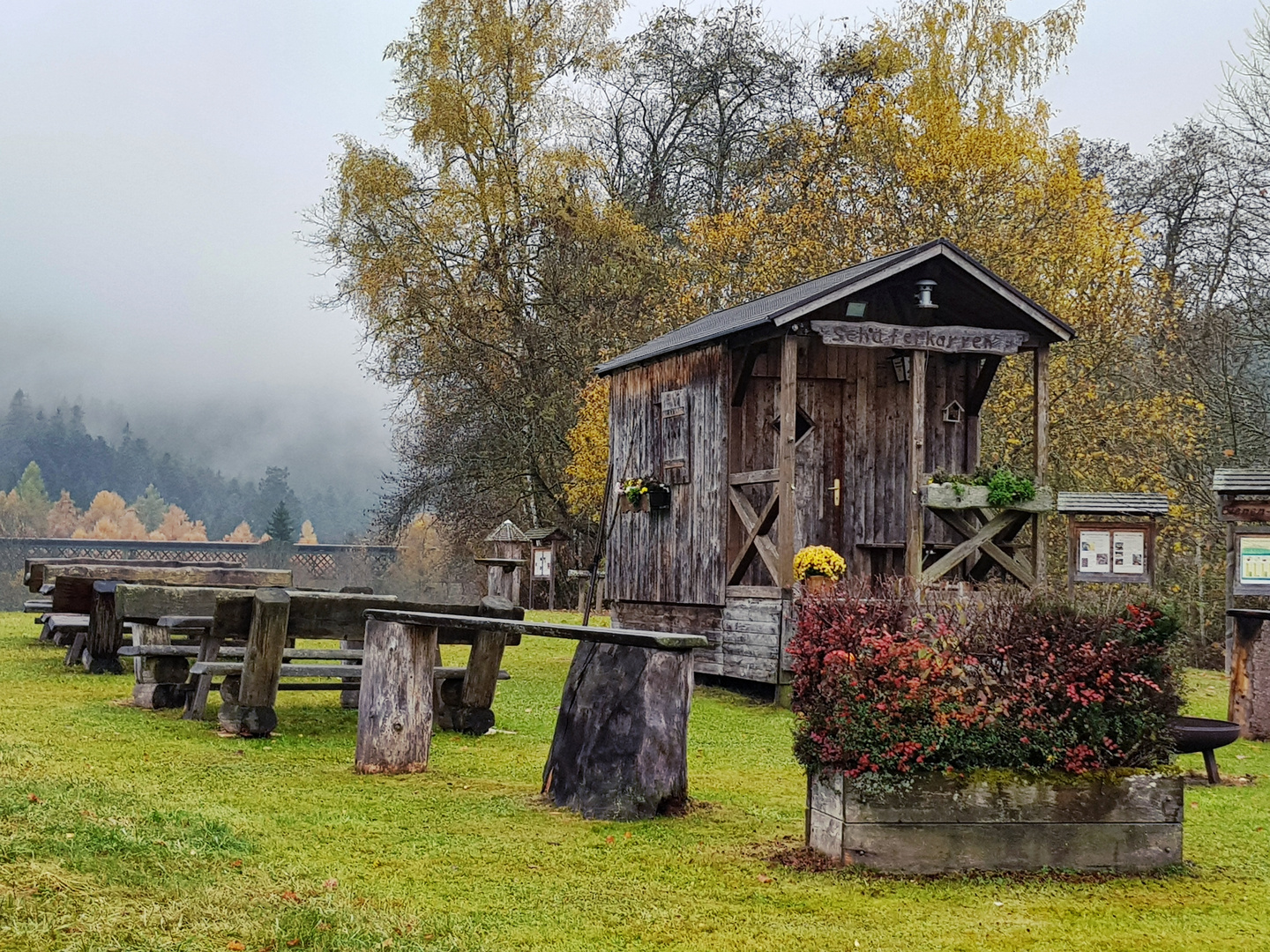 Schäferkarren an der Schafweide Hotel Grüner Wald