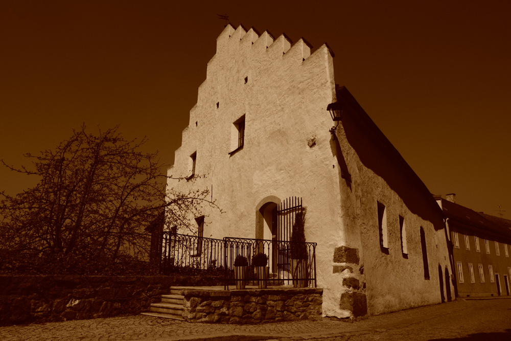 Schärding Innpromenade in Sepia