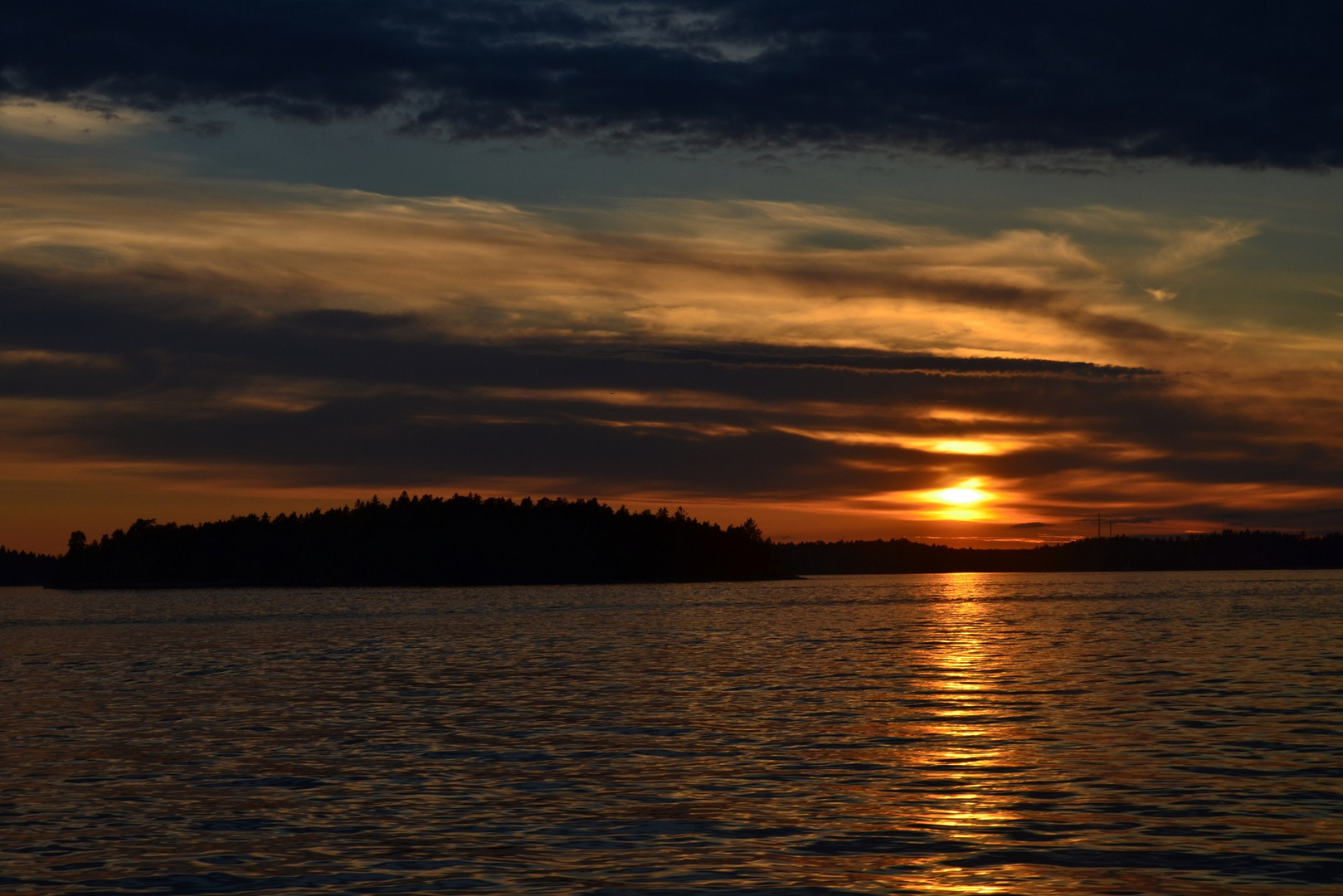 Schärengarten vor Stockholm Sonnenuntergang