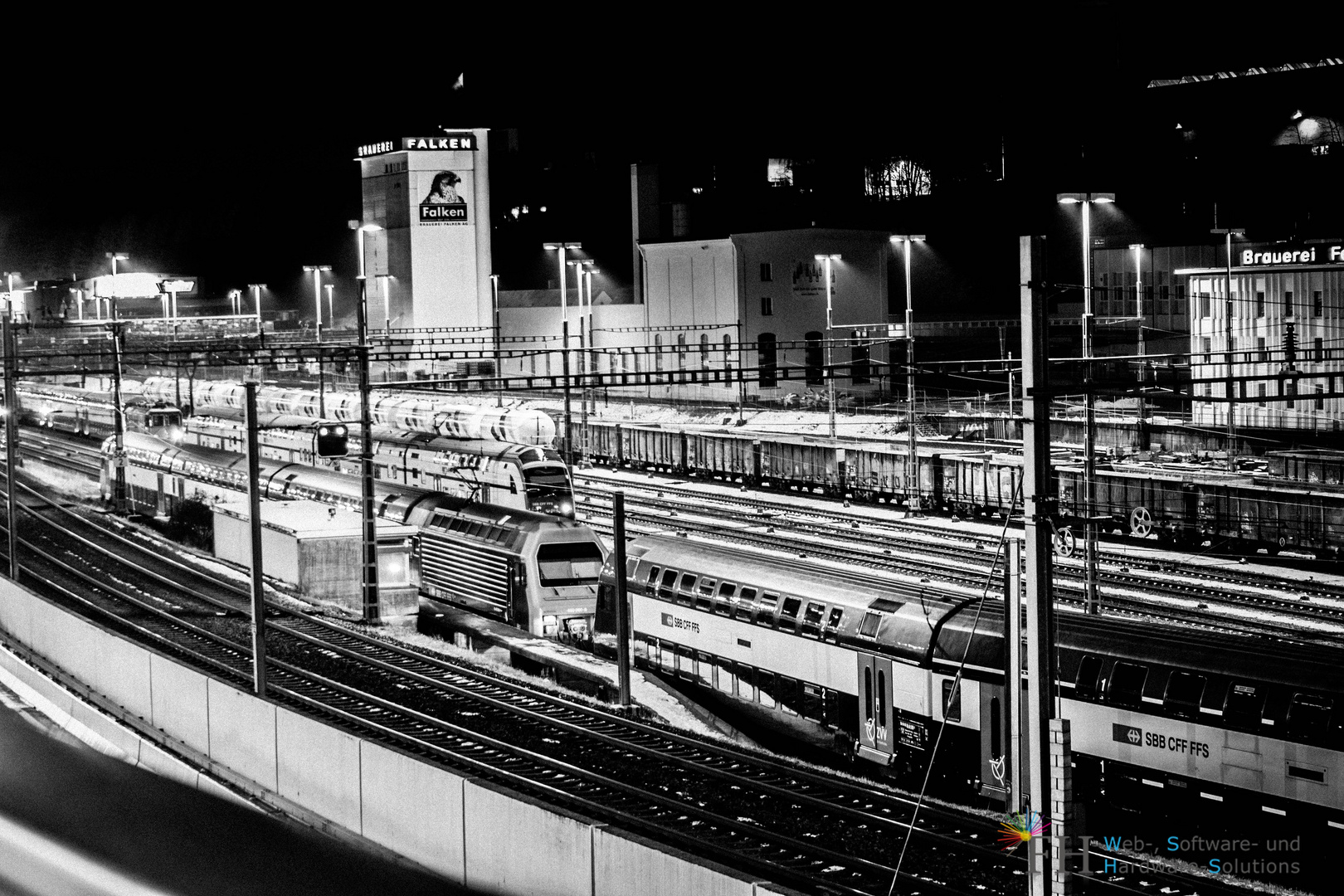 Schaffhauser Güterbahnhof bei Nacht