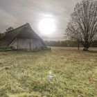 Schafstall im Licht des Sonnenuntergangs