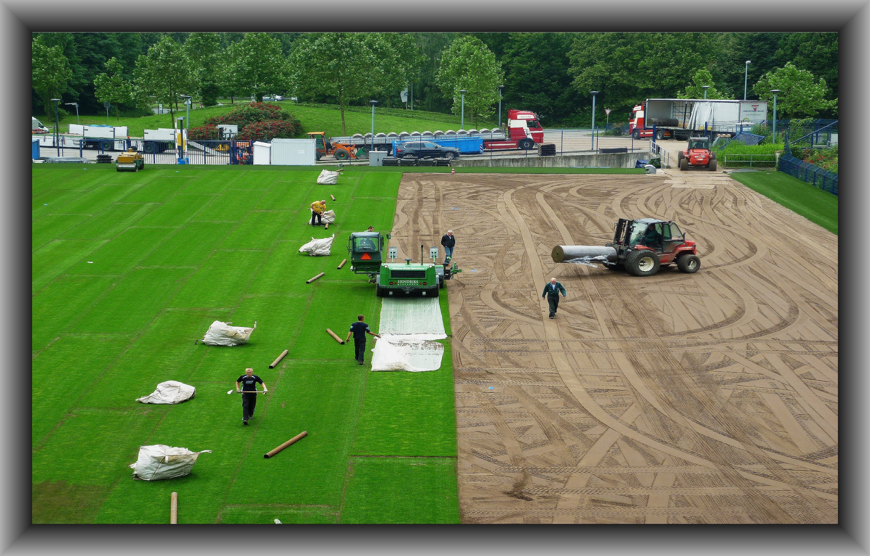 Schalke verlegt neuen Rasen in der Arena