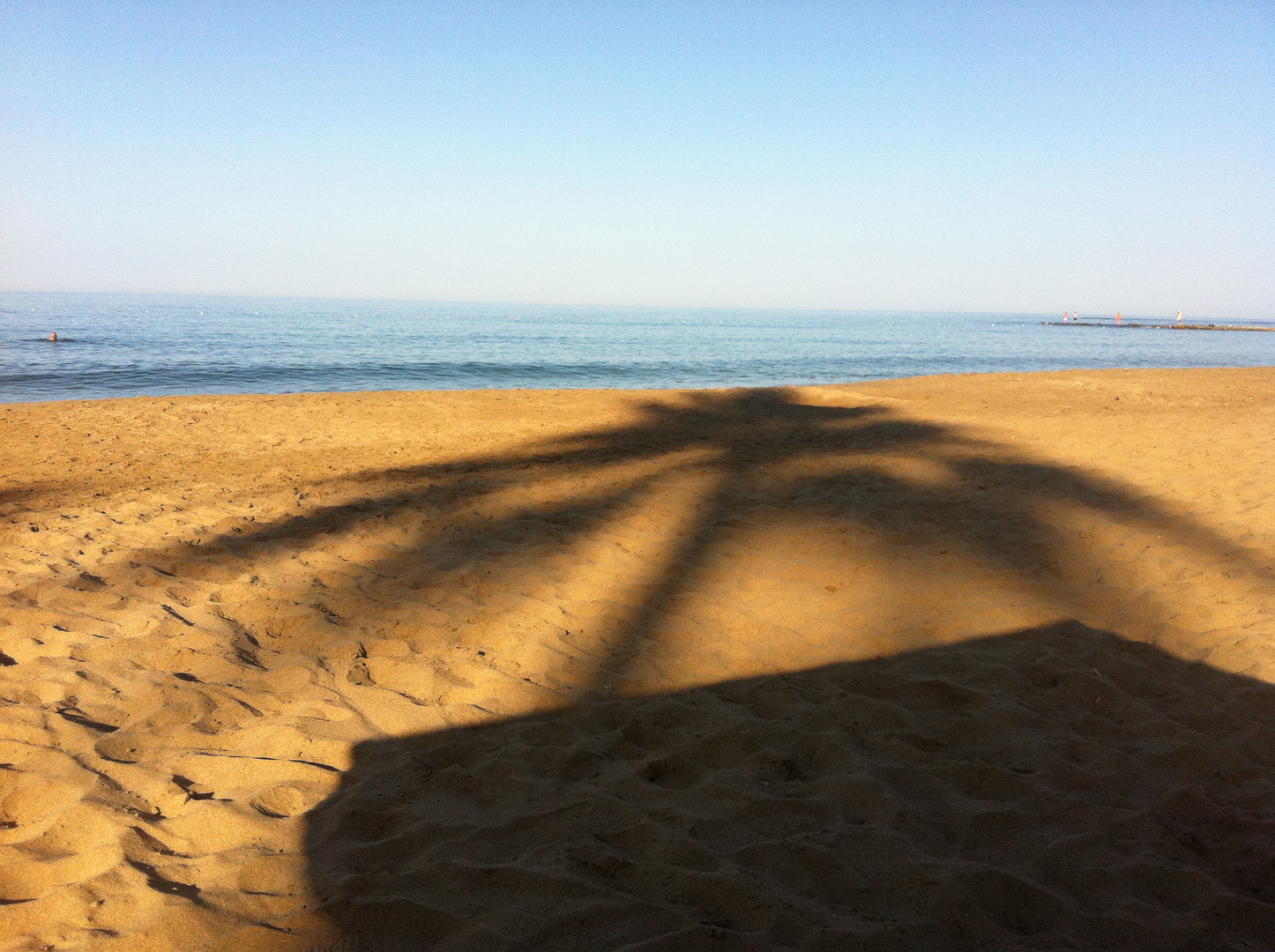Schatten einer Palme am Strand Foto & Bild world, wasser, meer Bilder