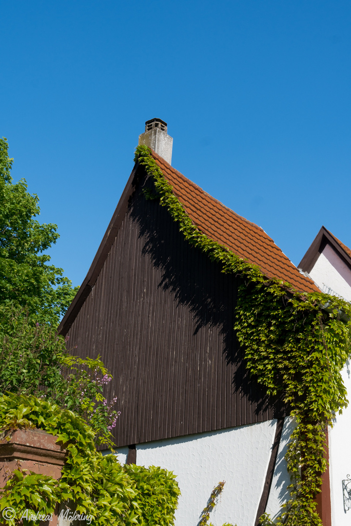 Schattenspiel am Hausdach