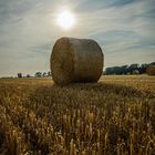 Schattenwurf eines Strohrundballens