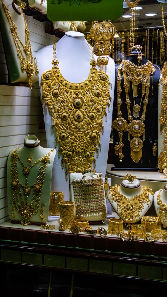 Schaufenster im Gold-Souk in Dubai