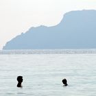 Scherenschnitt. Platja de Muro am Morgen.