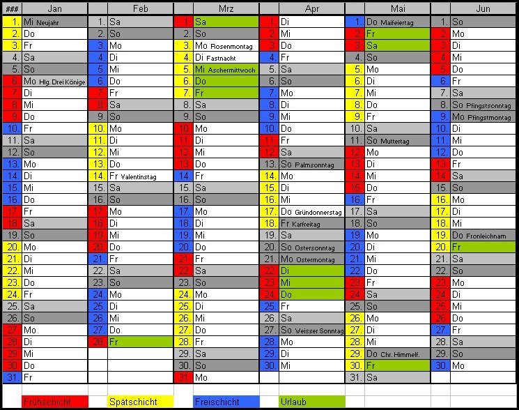 Schichtplan 1.Halbjahr