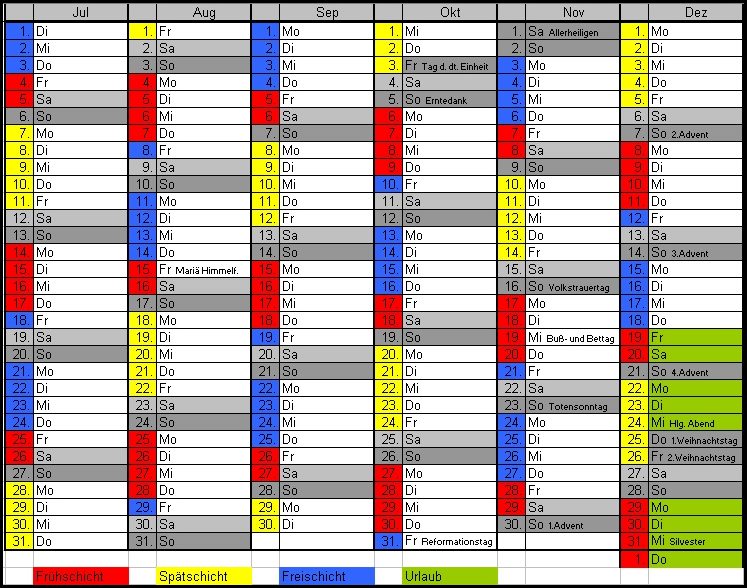 Schichtplan 2.Halbjahr