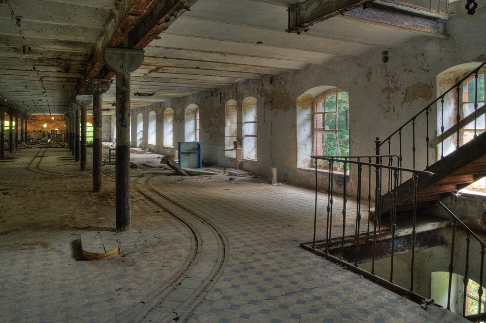 Schienen, Treppe und Röllchen