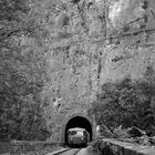 Schienenbus am bekannten Uhu-Tunnel auf der Hönnetalbahn