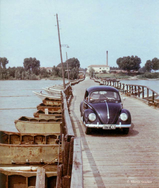 Schiffsbrücke über den Po, 50er Jahre