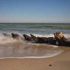 Schiffsplanken am Strand