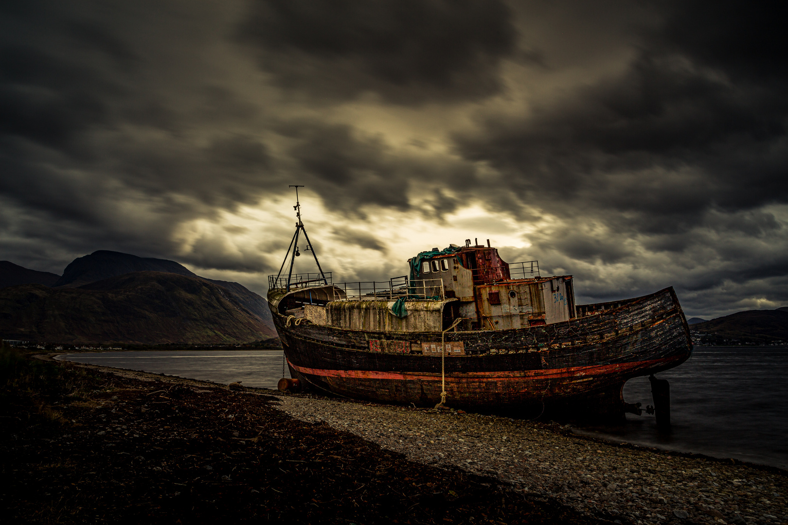 Schiffswrack in Corpach 