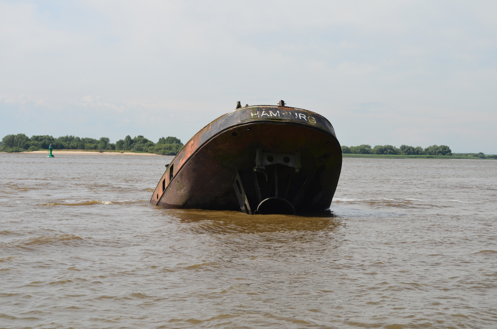 Schiffswrack in der Elbe