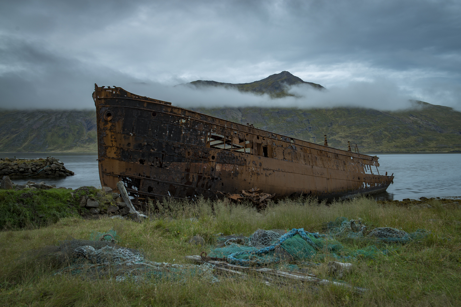 Schiffswrack in Djupavik, Westfjorden/Island