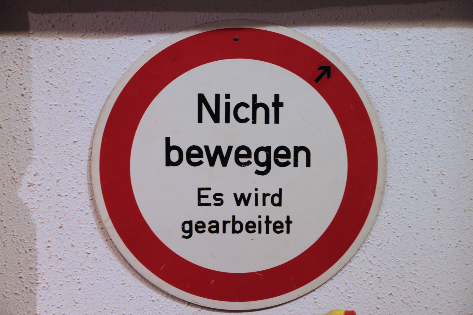 Schild im Rangierbereich des Bahnhofs Blumberg