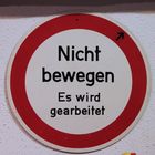 Schild im Rangierbereich des Bahnhofs Blumberg