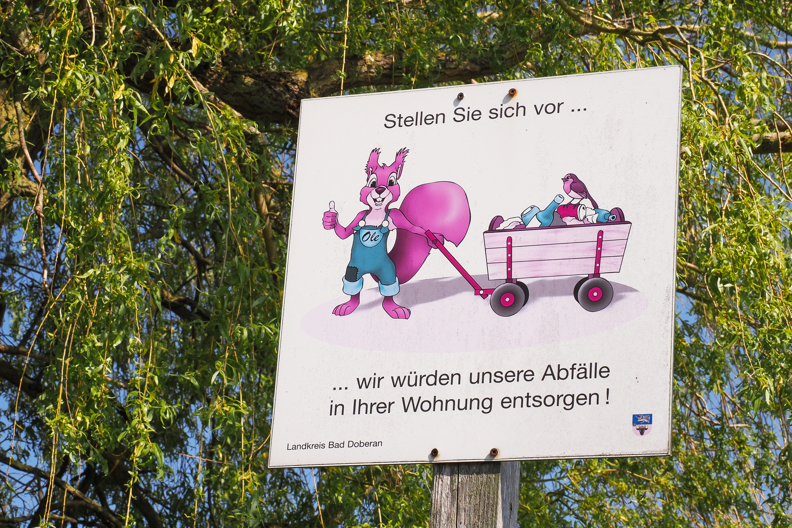 Schild in Sachen Umweltschutz