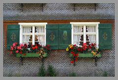 "Schindelhaus mit Blumen"