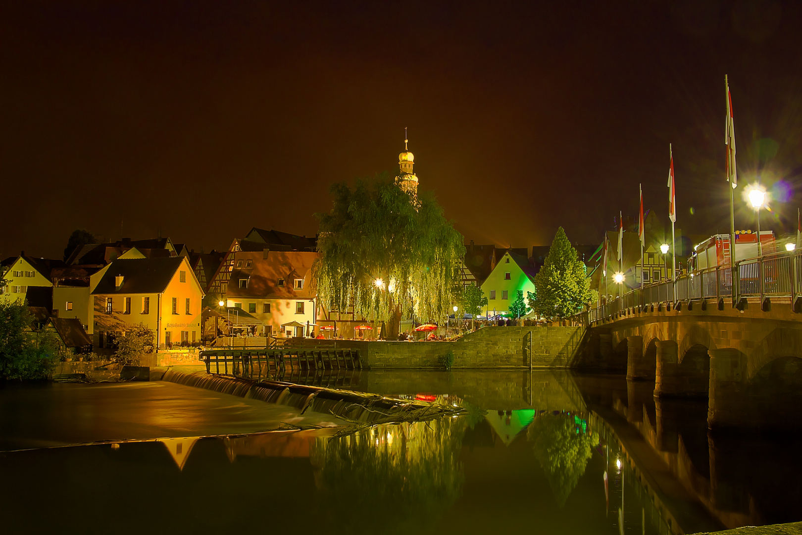 Schleifmühle in Lauf an der Pegnitz bei Nacht