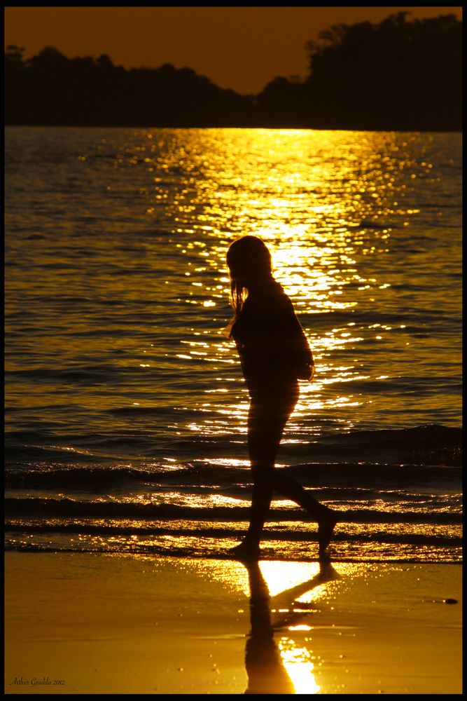 Schlendern mit Sonnenuntergang