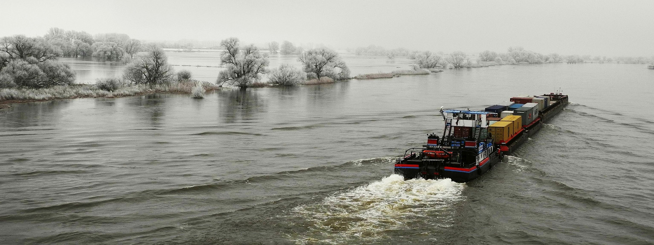 Schlepper an der Elbe