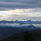 Schlern und Rosengarten mit Wolken