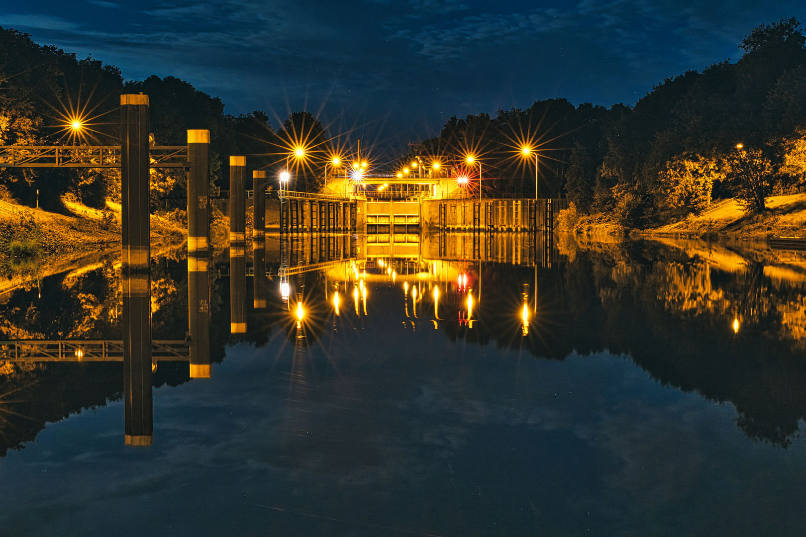 Schleuse Drakenburg am Abend