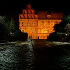 Schloss Bergedorf bei Nacht.