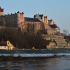 Schloss Bernburg bei Sonnenuntergang