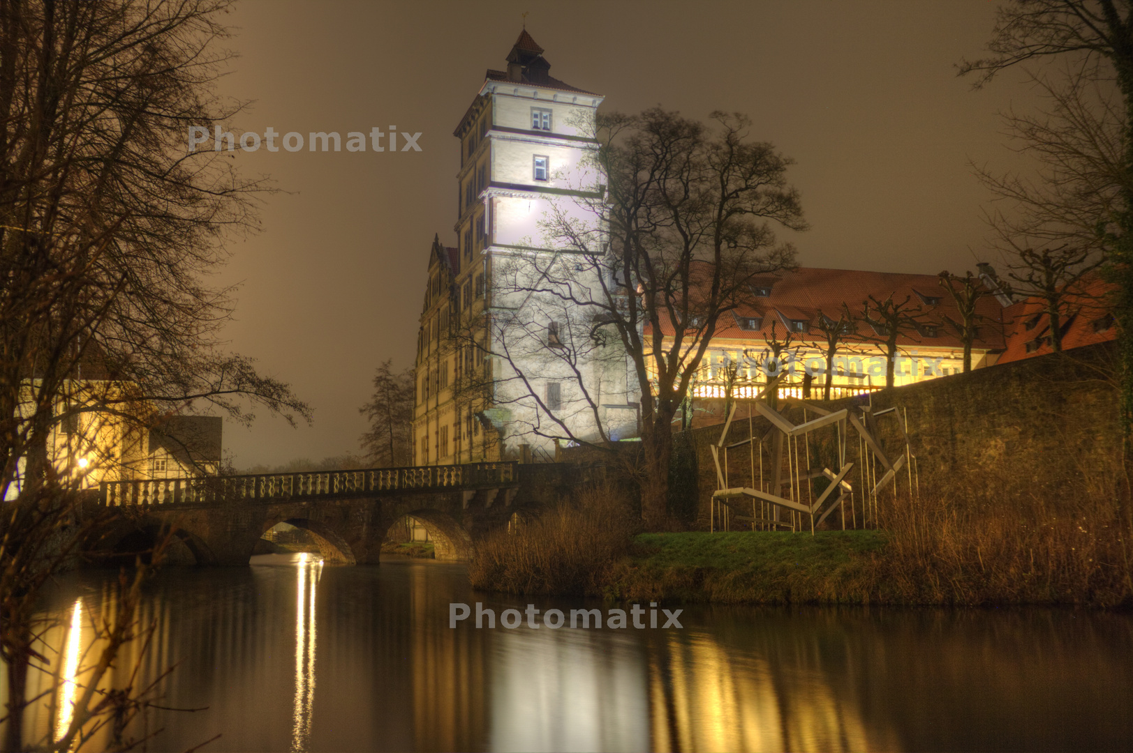 Schloss Brake bei Nacht