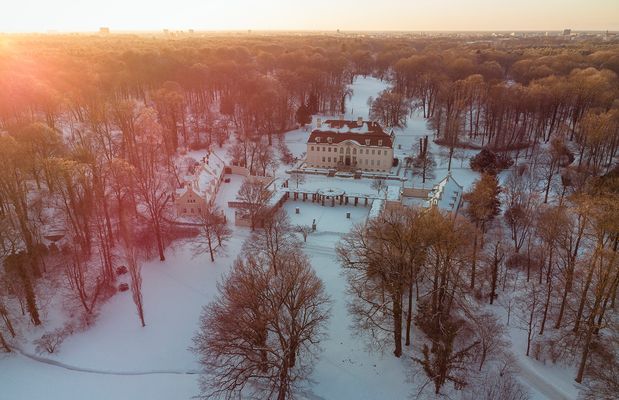 Schloss Branitz im Sonnenuntergang