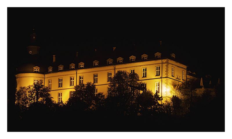 Schloss Friedrichstein in Bad Wildungen bei Nacht