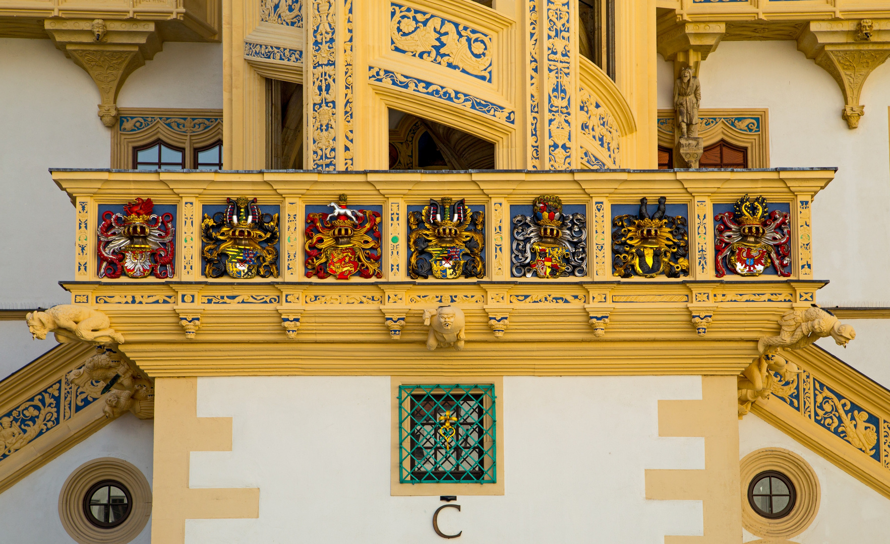 Schloss Hartenfels.  Detail am großen Wendelstein.