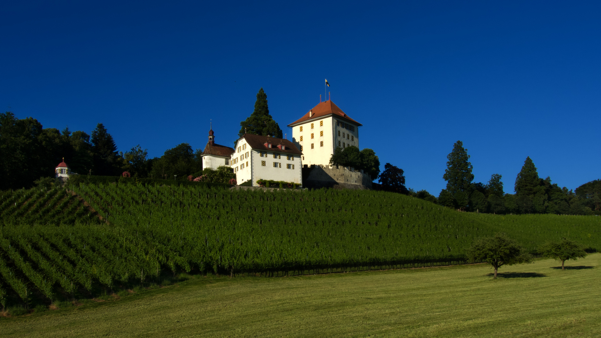 Schloss Heidegg im Abendlicht