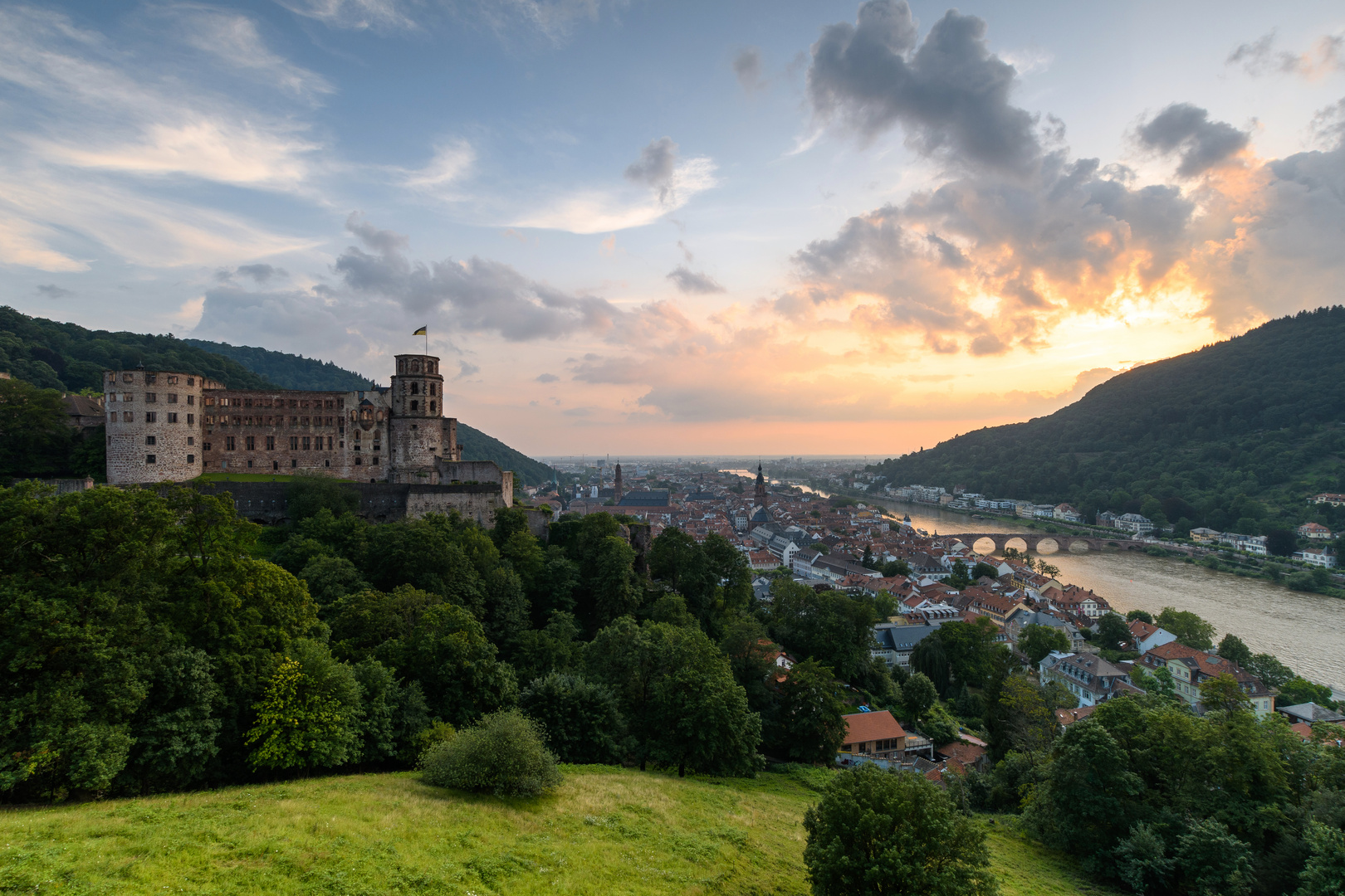 Schloss Heidelberg bei Sonnenuntergang