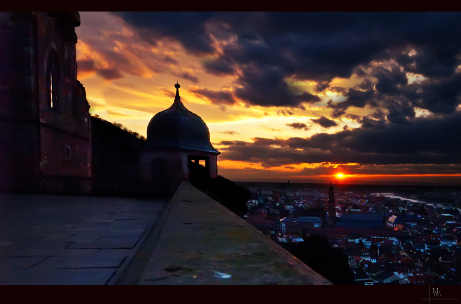 Schloss Heidelberg Terrasse am Abend