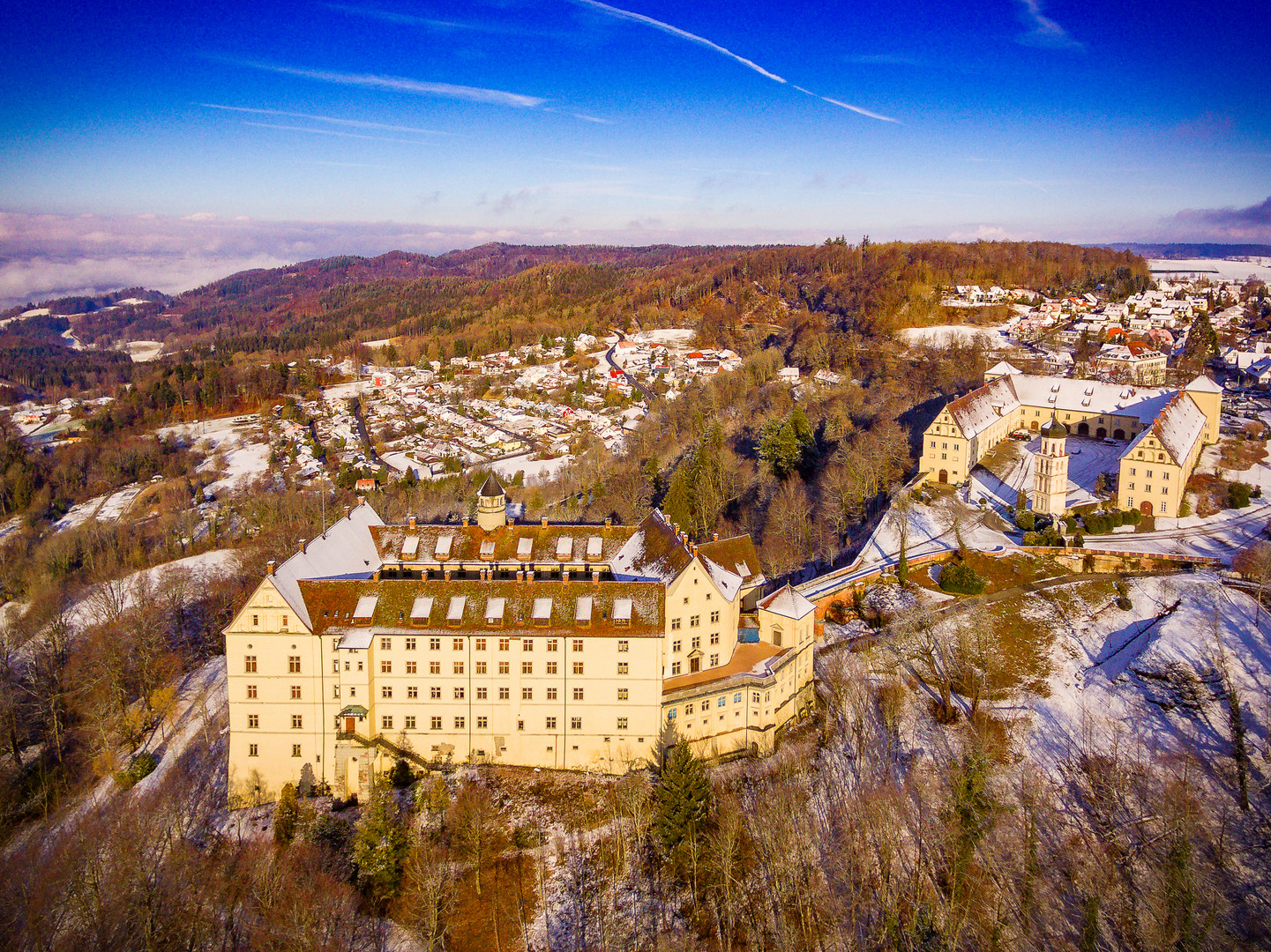 Schloss Heiligenberg im Winter mit Phantom 3