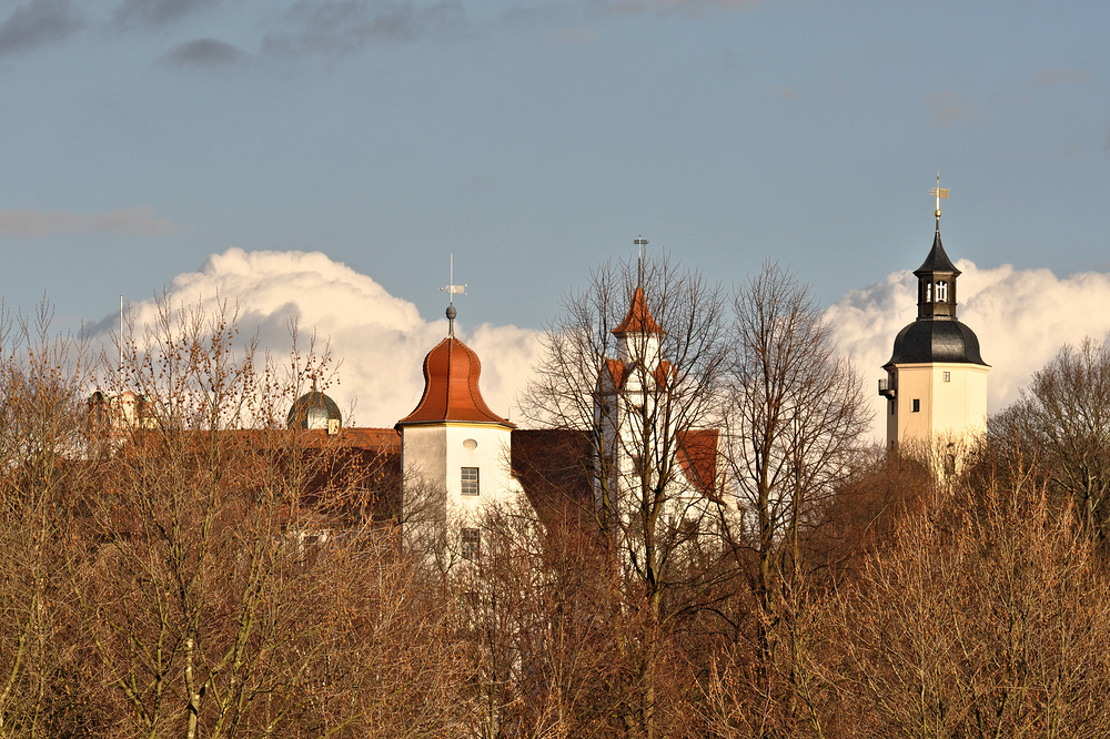 Schloss Hinterglauchau mit Georgenskirche rechts.......