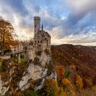 Schloss Lichtenstein bei Sonnenuntergang