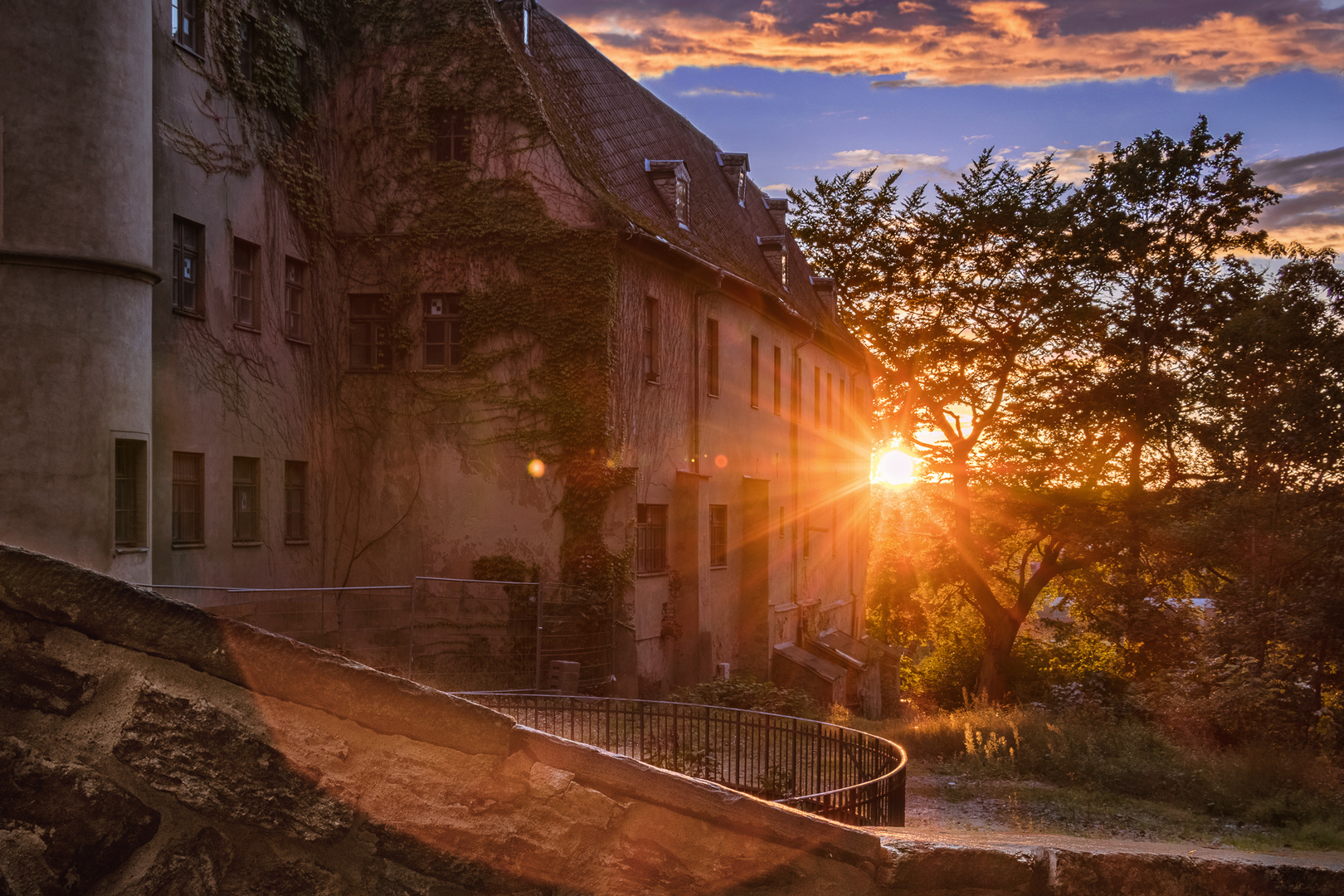 Schloss Lichtenstein im Sonnenuntergang