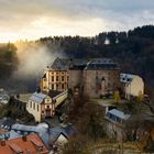 Schloss Malberg bei Sonnenaufgang. Malbergweich, 2021.