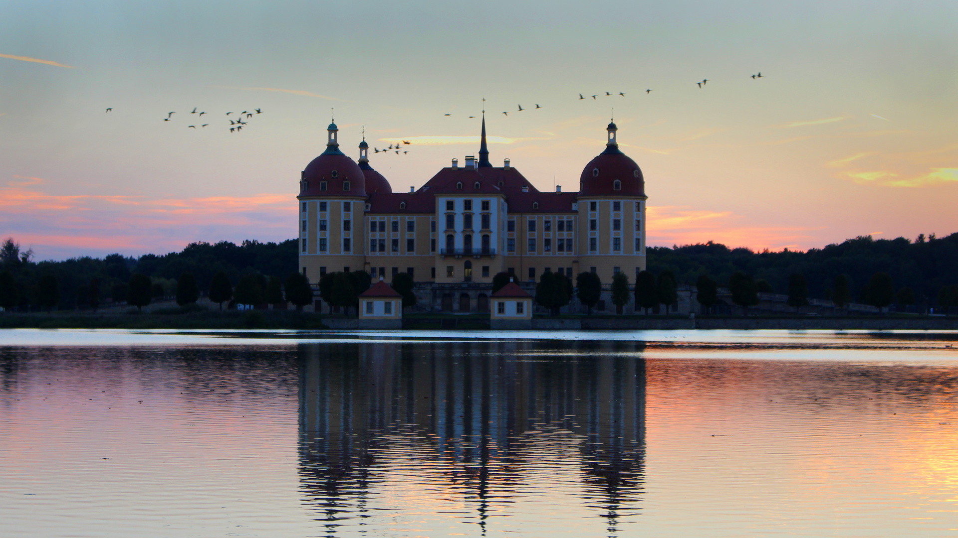 Schloss Moritzburg am Abend Foto & Bild wasser, schloss, teich Bilder